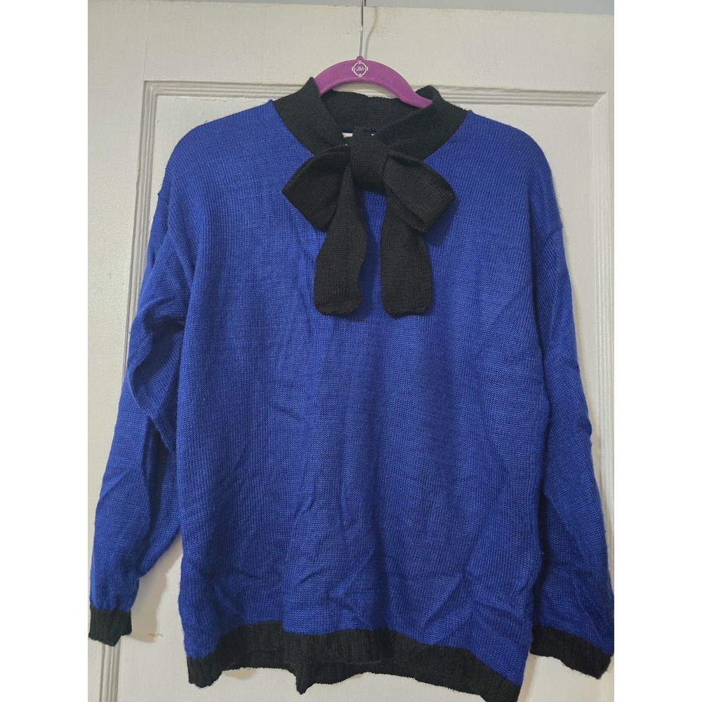 Women's Blue WORTHINGTON Bow Long Sleeve Sweater See Measurements